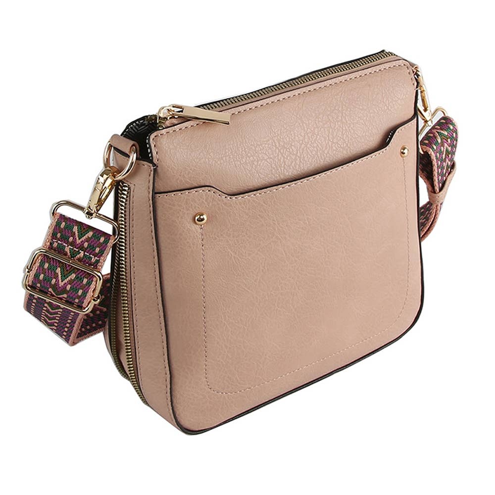 Boho Strap Leather Crossbody Messenger Bag: BS