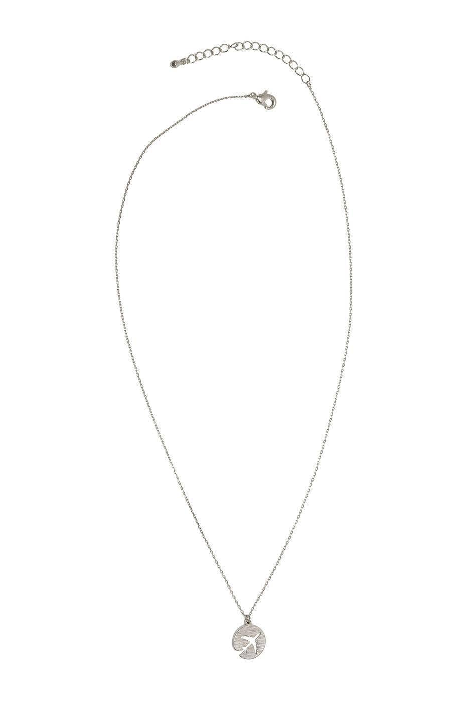 Airplane Pendant Water Resistant Necklace: Silver