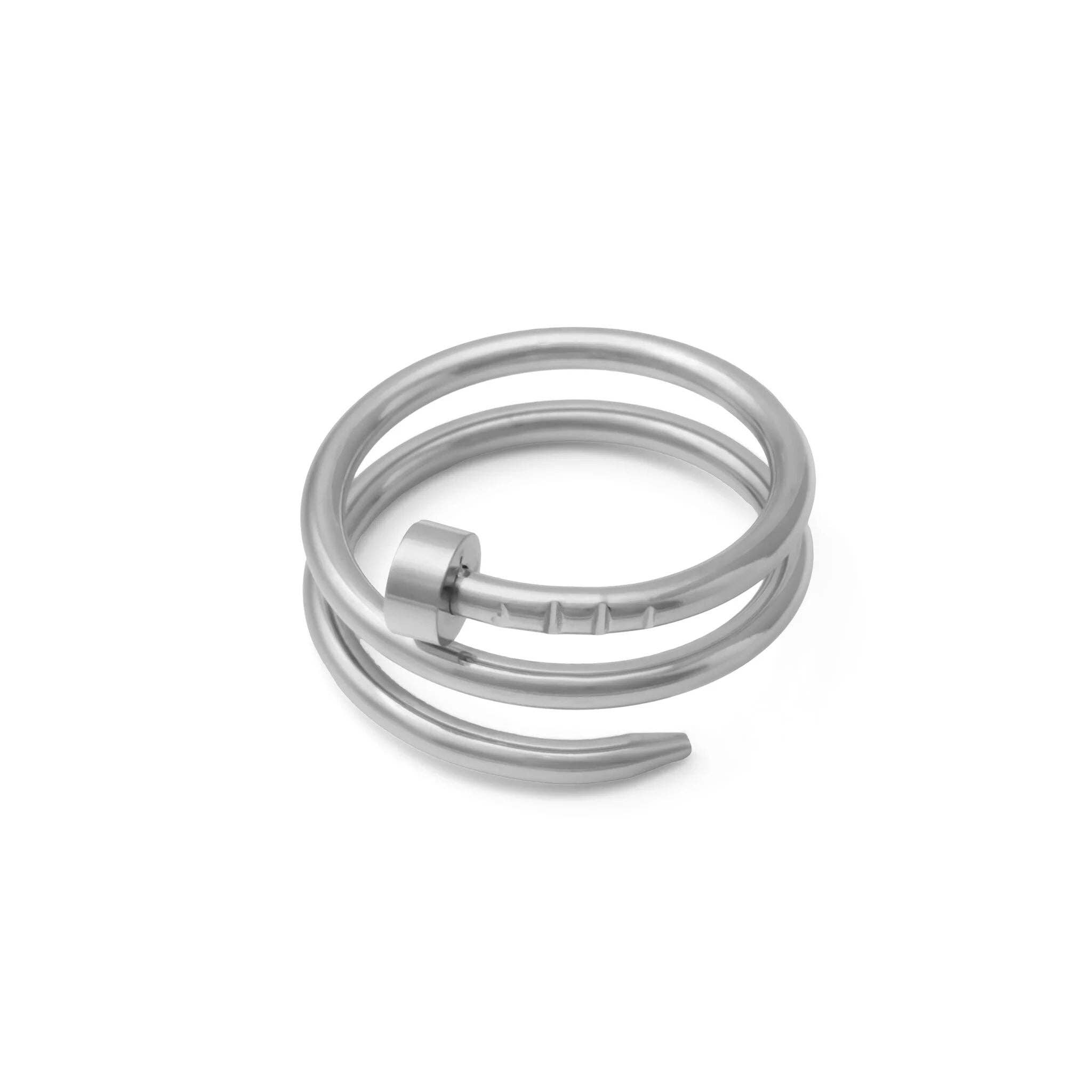 18K Gold PVD Stainless Steel Twisted Nail Ring: Stainless, 6