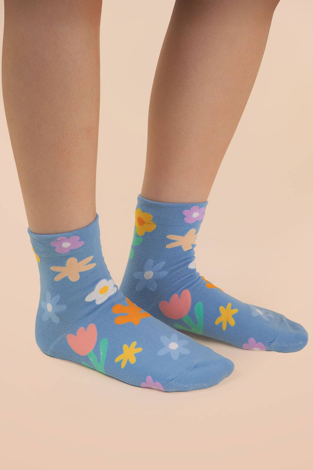 Floral print causal socks: Yellow