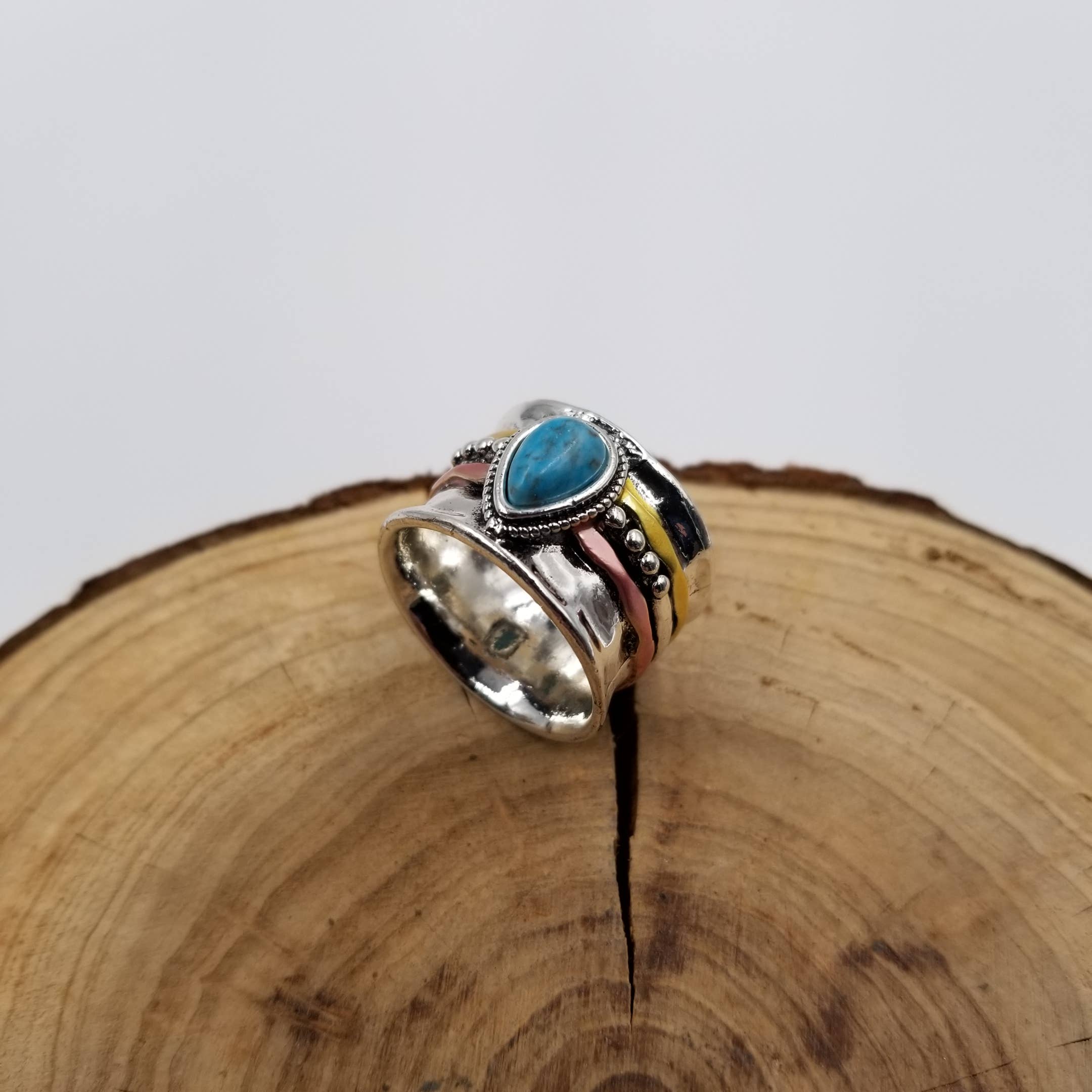 Retro Medieval Semi Precious Turquoise Ring: 6