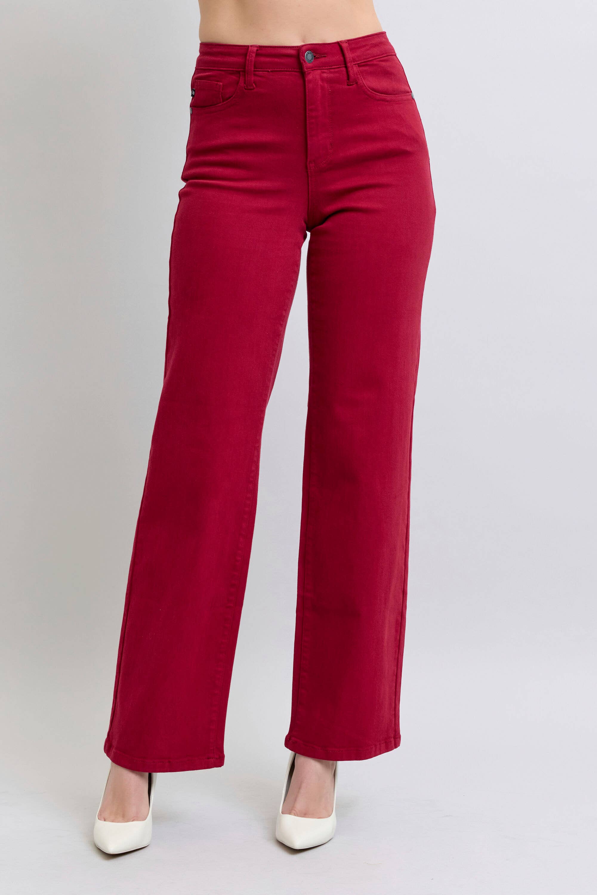Heart Shaped Back Pockets High Waisted 90's Straight: Scarlet, 15(32)