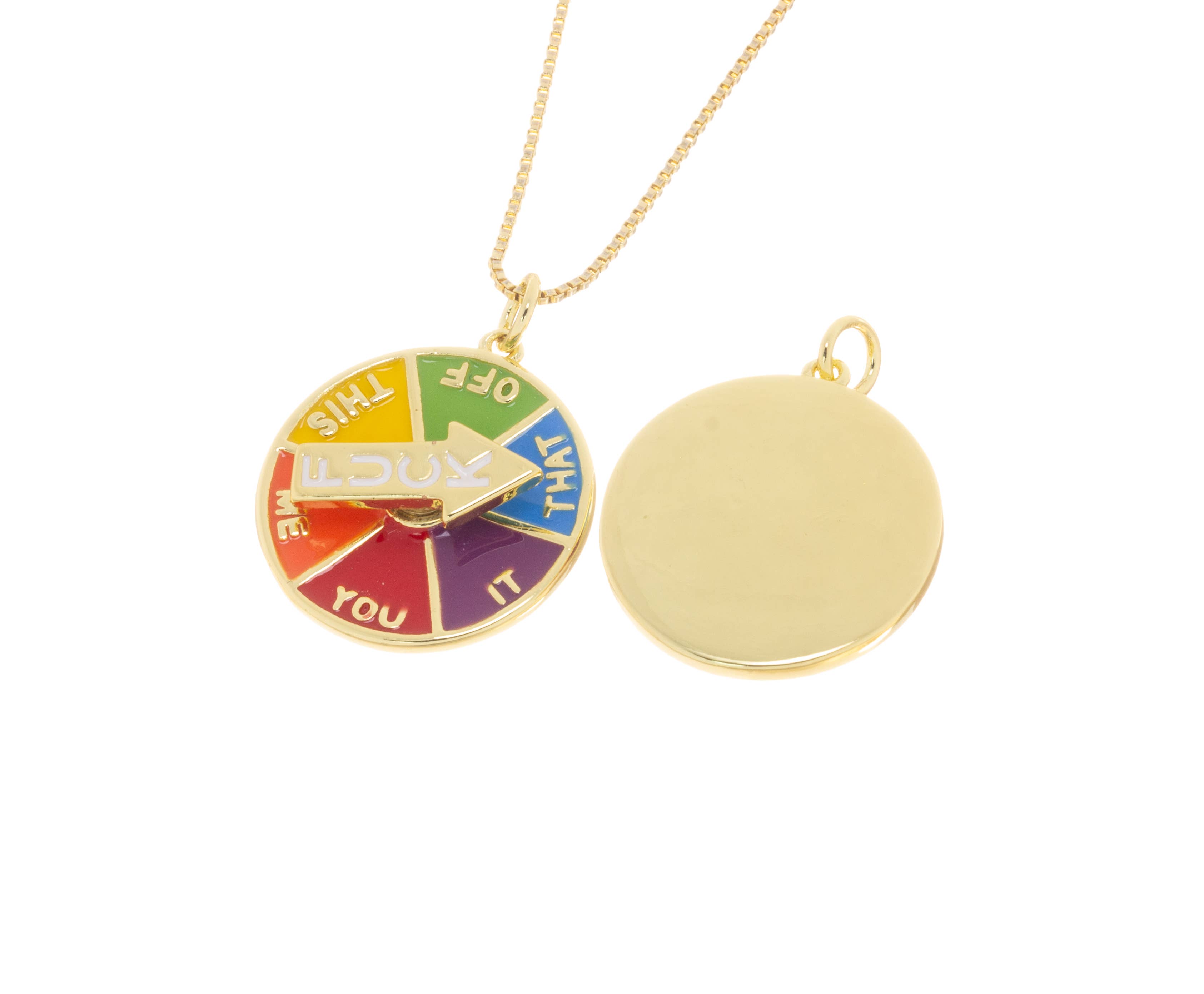 Gold Fcuk Charm Necklace With Spinning Arrow