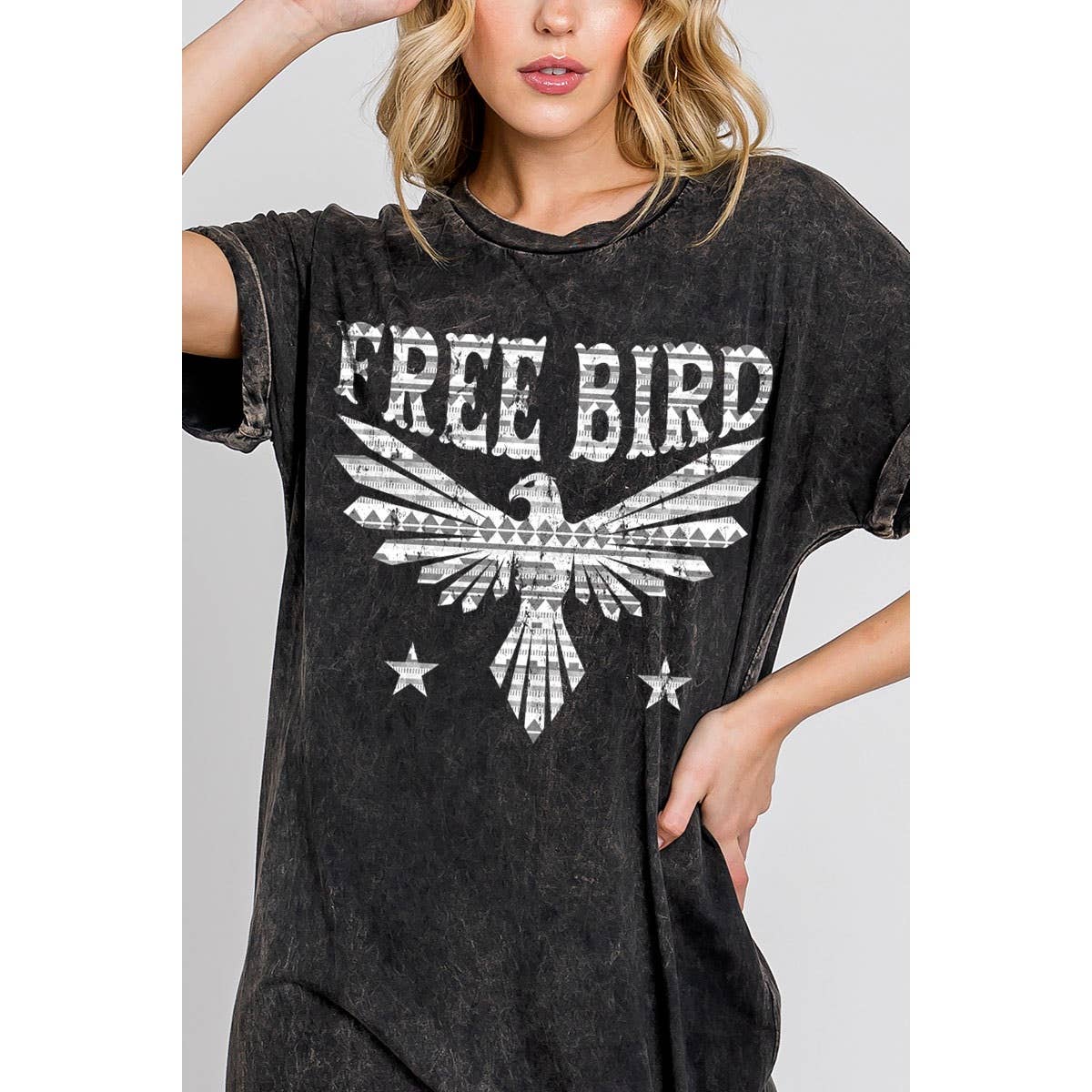 FREE BIRD MINERAL GRAPHIC DRESS : Mineral Black, S