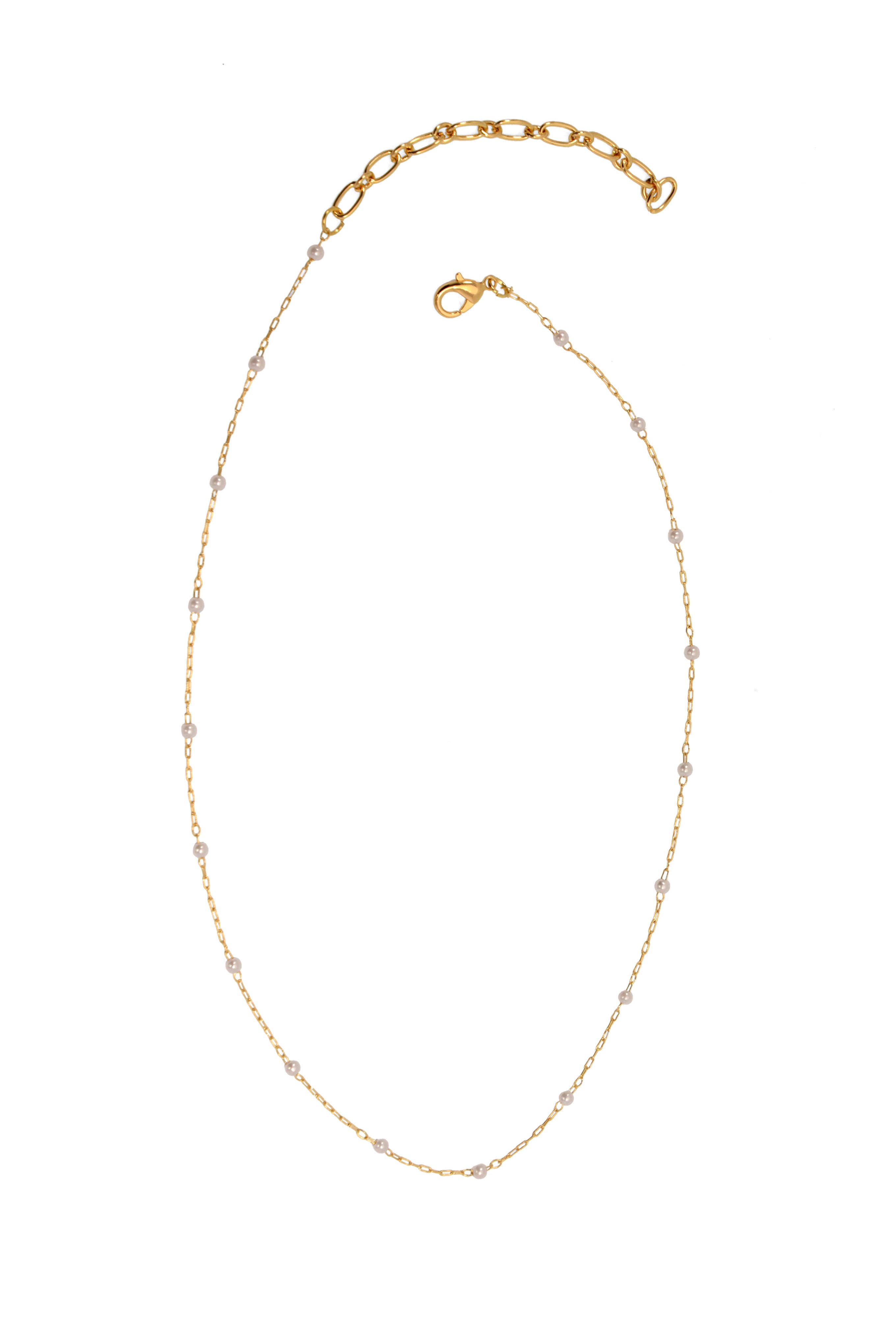 16+ Dainty Chain + Pearl Necklace: Gold