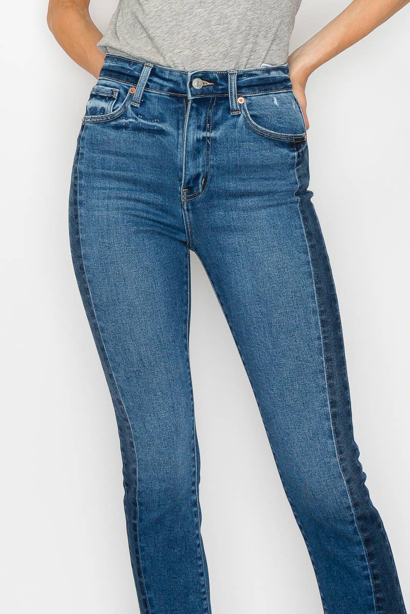 HIGH RISE SLIM STRAIGHT JEANS: DARK, 11