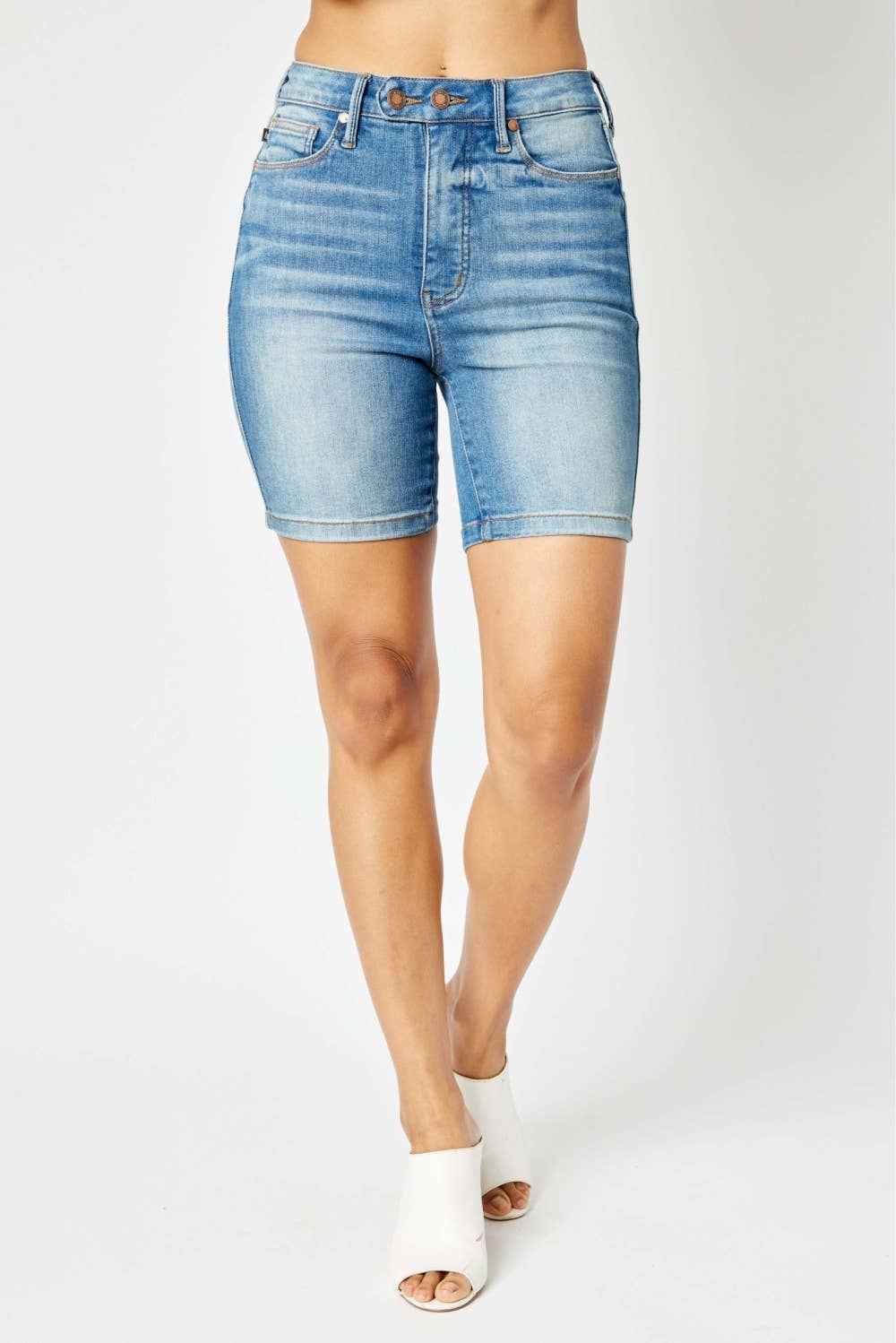 HW Tummy Control Double Button Bermuda Shorts (XL Only): MD, XL