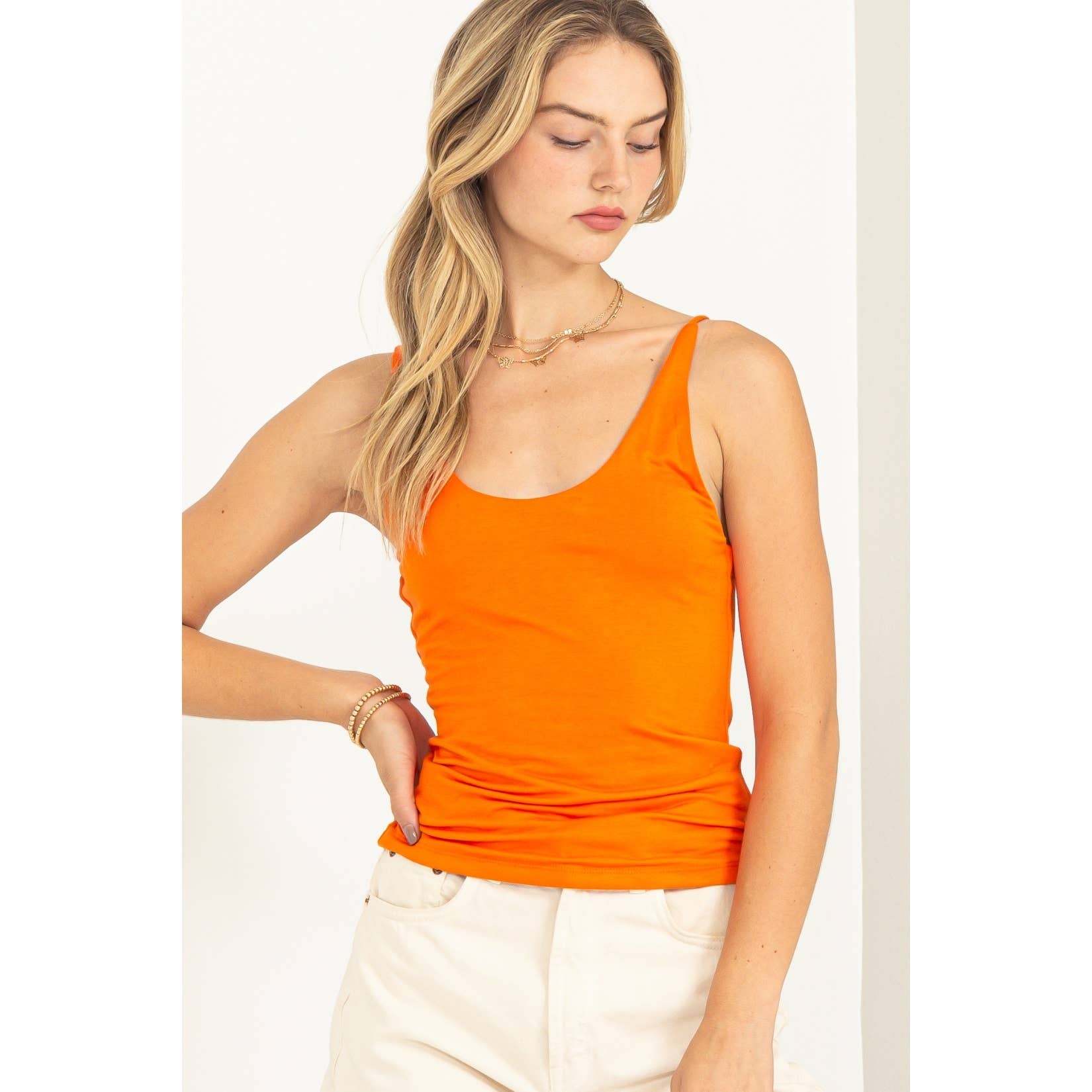 Balance Out Scoop Neck Cami Top: TROPICAL PEACH