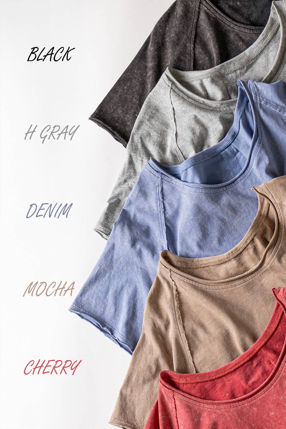 Mineral Washed Knit Fitted Casual Crop Top: H GRAY