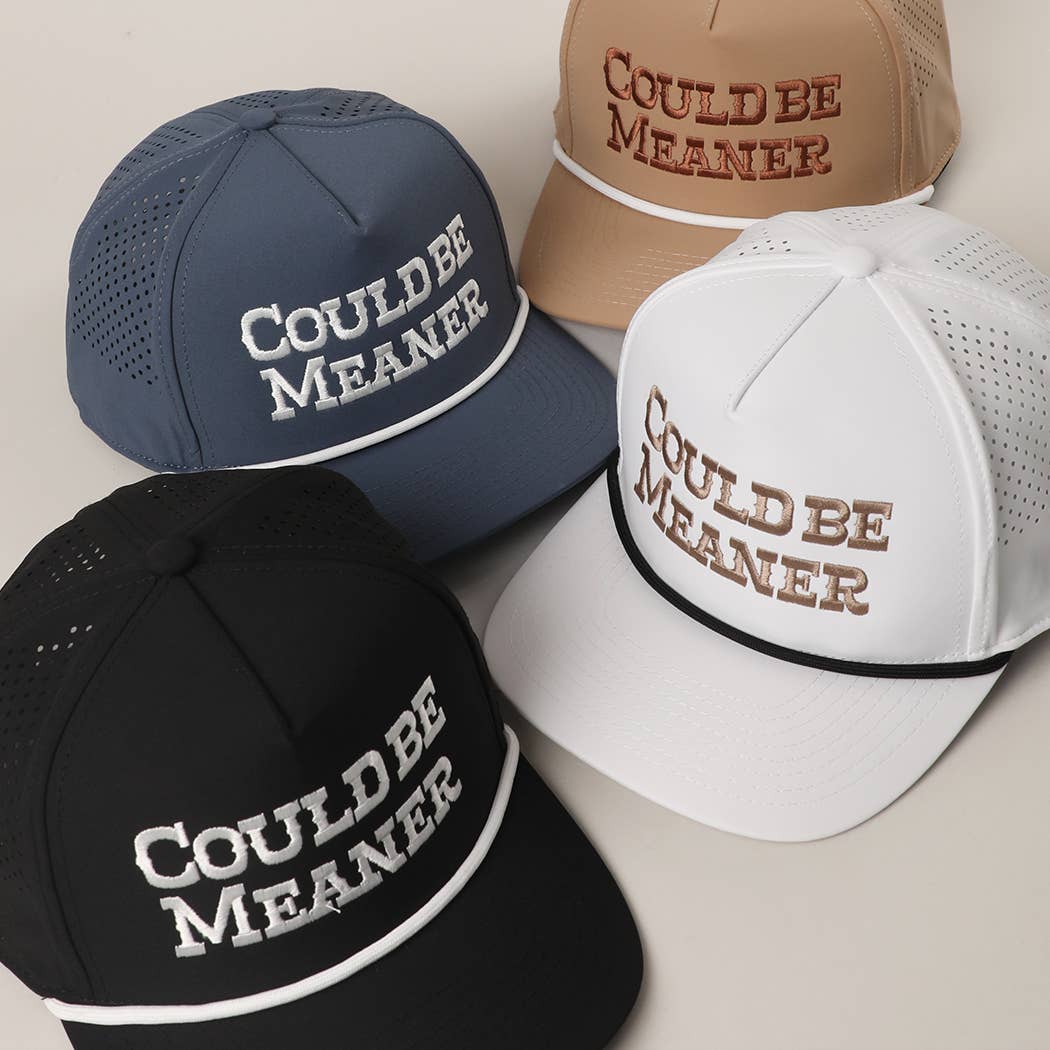 COULD BE MEANER Premium Materials Rope Strap Trucker Hat: SAND/BROWN, One Size