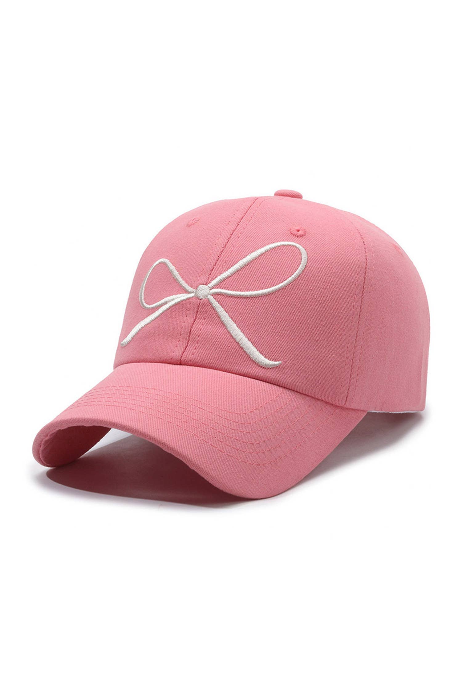 Bow Embroidered Baseball Cap Gifts: Pink, ONE SIZE