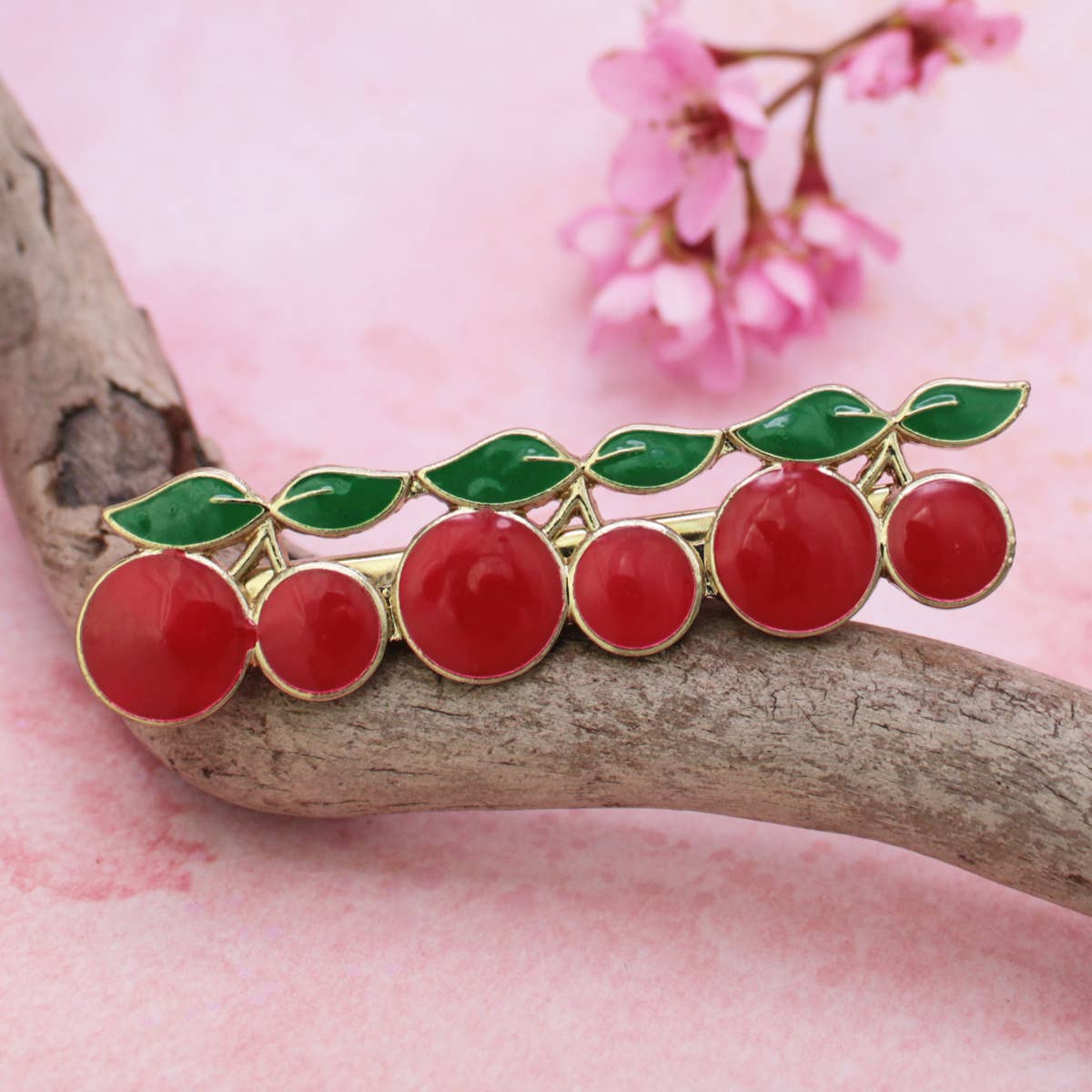Bowl of Cherries Enamel Cherry Hair Clip