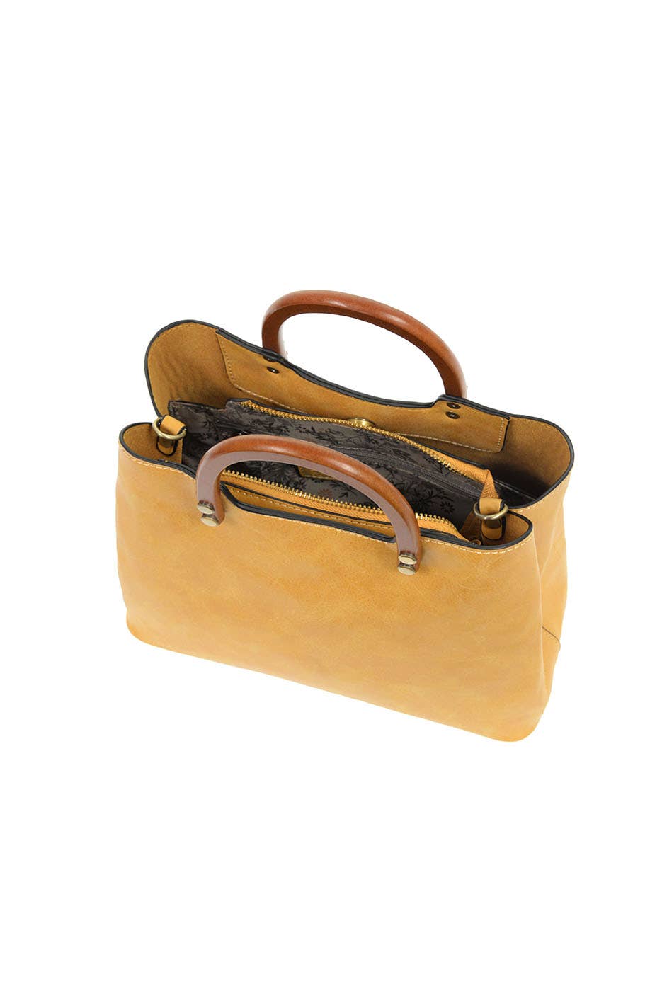 Angie Vintage Satchel with Wood Handle: Dijon