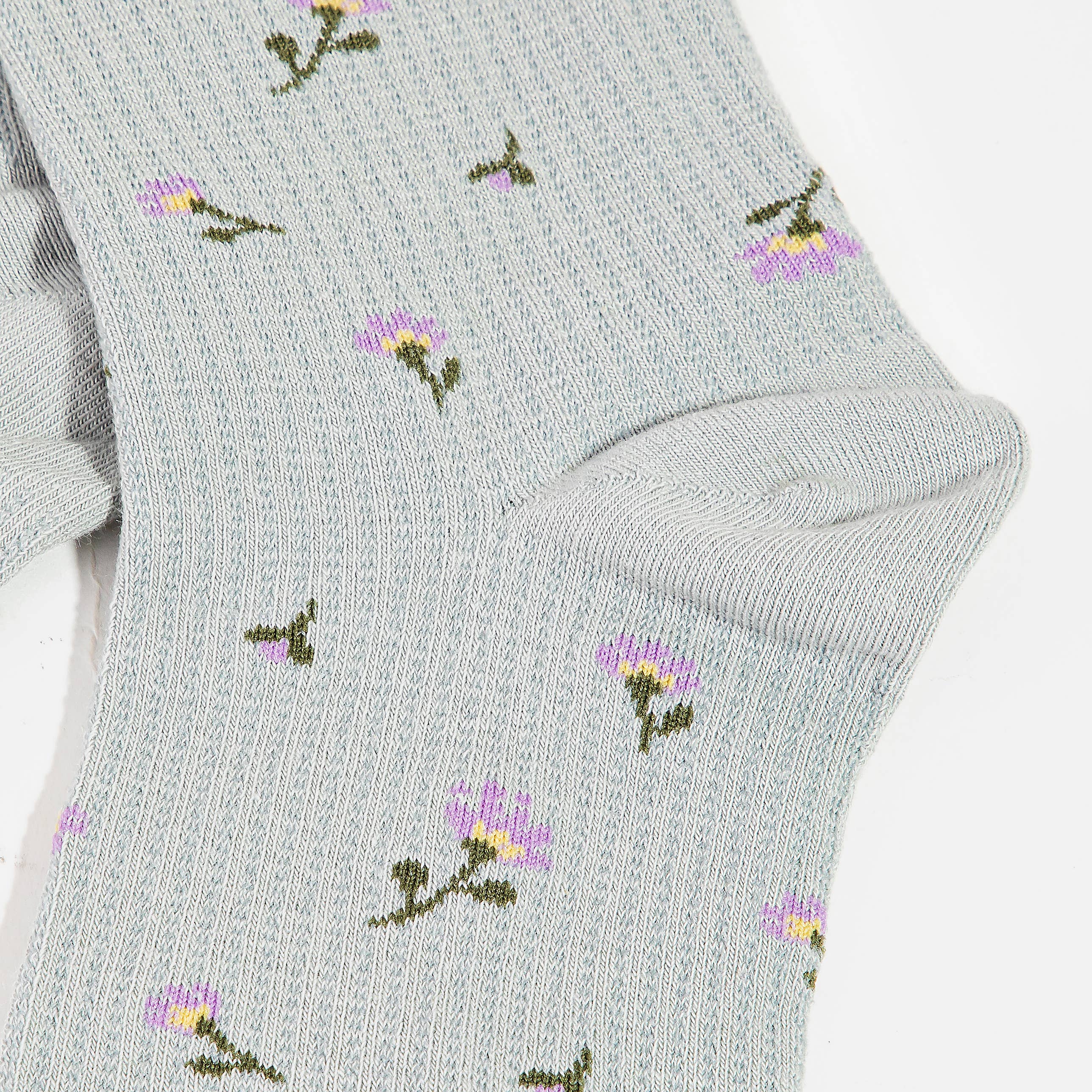 Blue Flower Rose Print Socks: MULTI