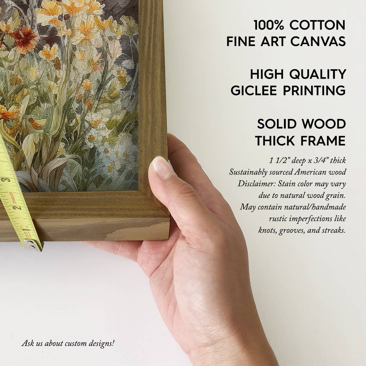 Mountain Wildflowers - Mountain Landscape Canvas Art: 24x36" Extra Large Canvas Art with Thick Wood Frame