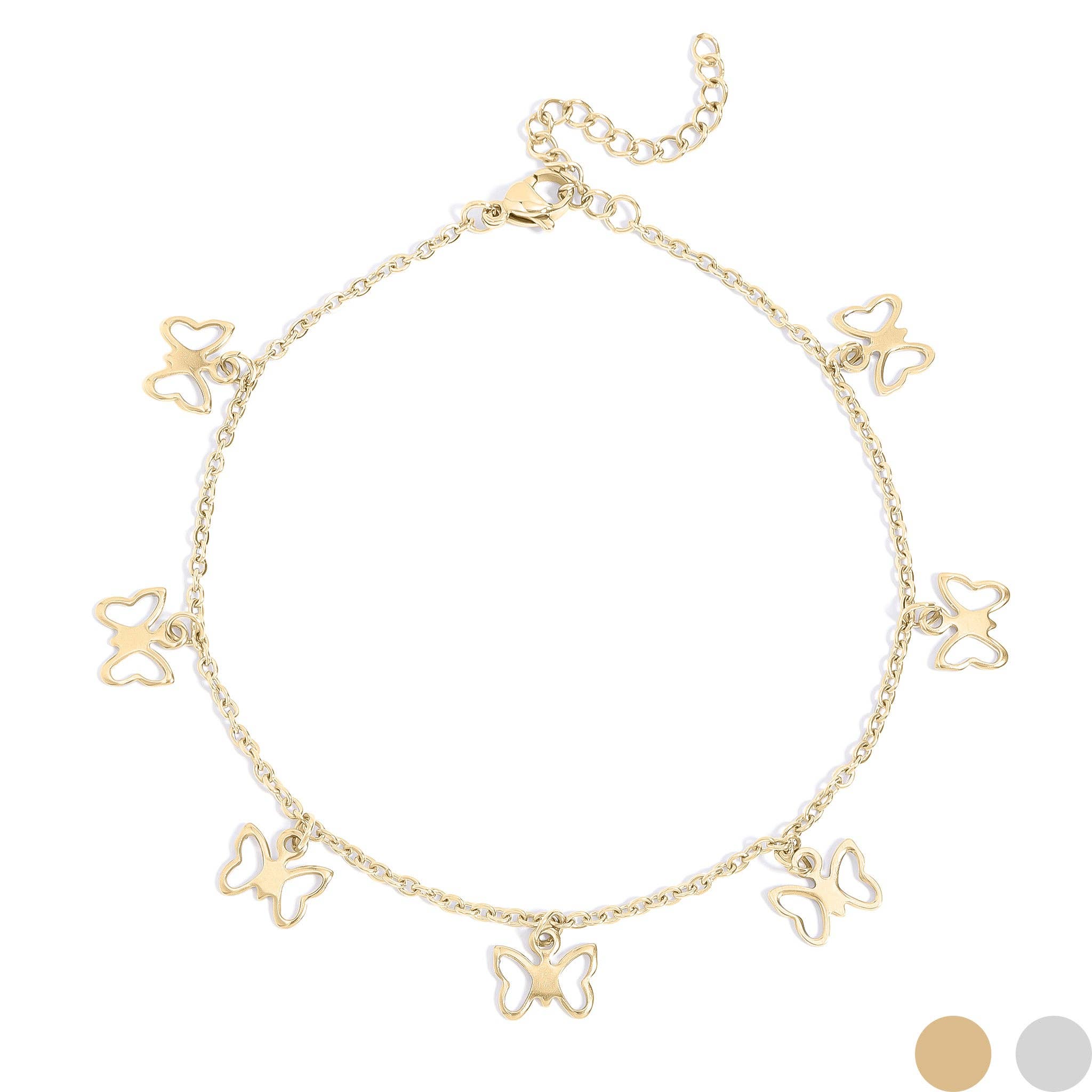 Butterfly Charm Anklet: Gold