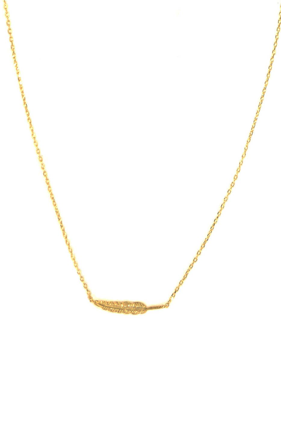 Feather Necklace: Gold