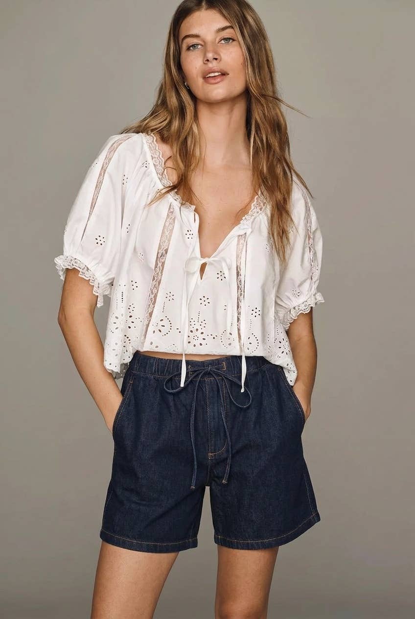 HIGH RISE BERMUDA WITH DRAWSTRING JEANS: 10