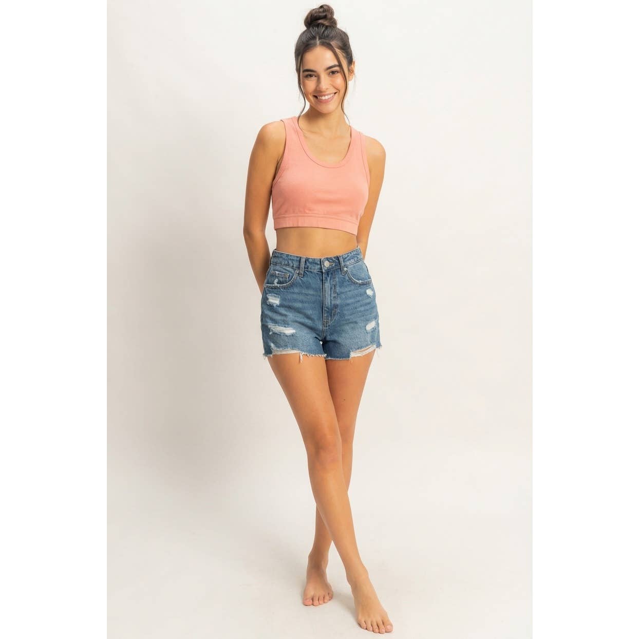 Cropped Tank Top: TEAK ROSE
