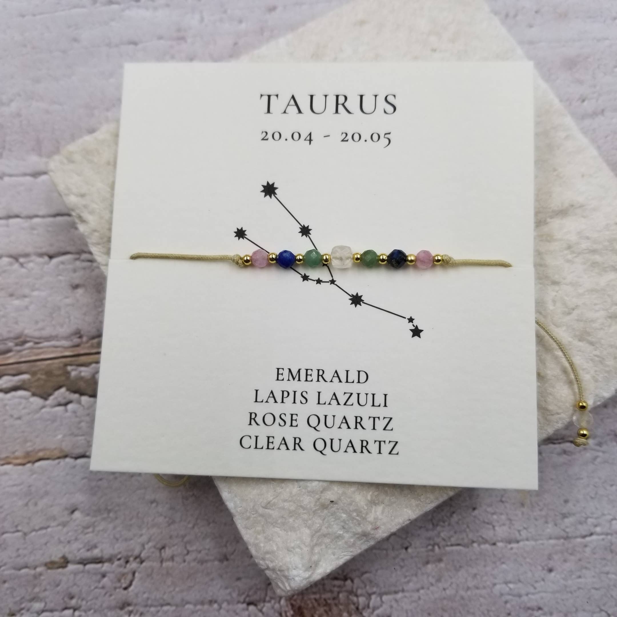 Constellation Natural Stone Bead Friendship Bracelet: TAURUS