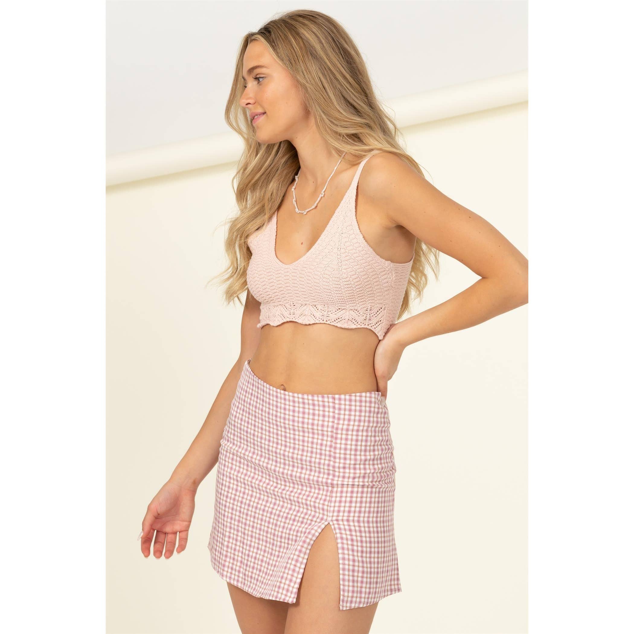 Crochet Knit Bralette: PASTEL VIOLET