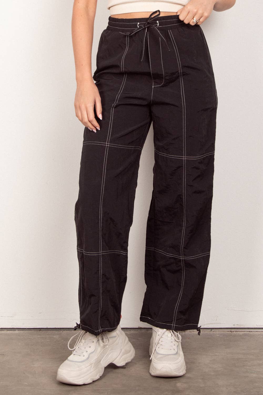 Woven Parachute Activewear Jogger Pants: DENIM