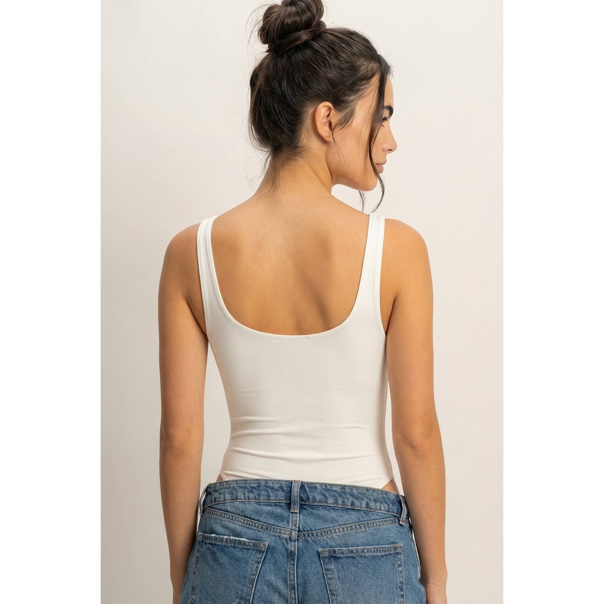 Scoop Neck Tank Bodysuit: GREEN