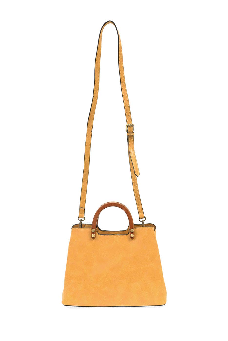 Angie Vintage Satchel with Wood Handle: Dijon