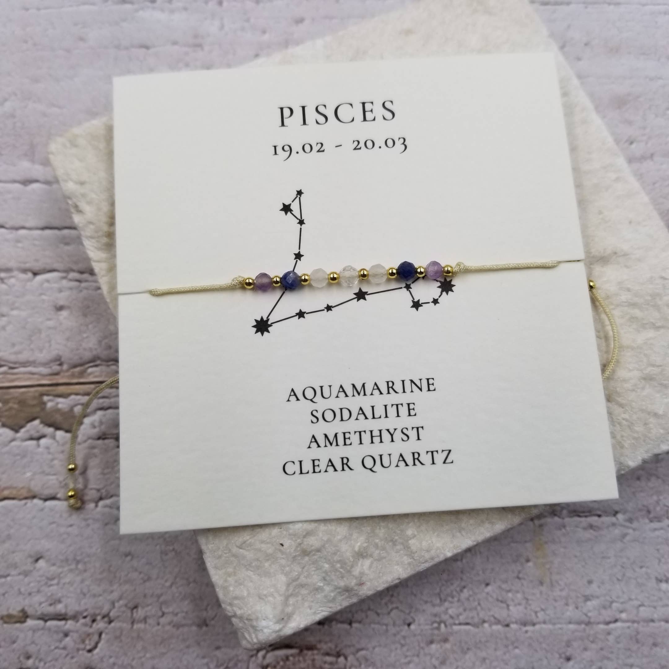 Constellation Natural Stone Bead Friendship Bracelet: PISCES
