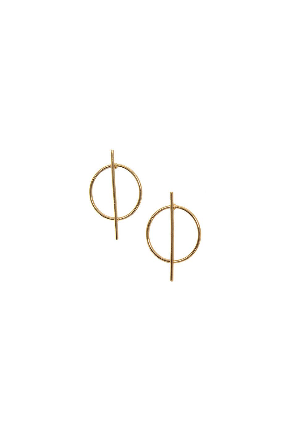 Circle+Bar Stud Earrings: Silver