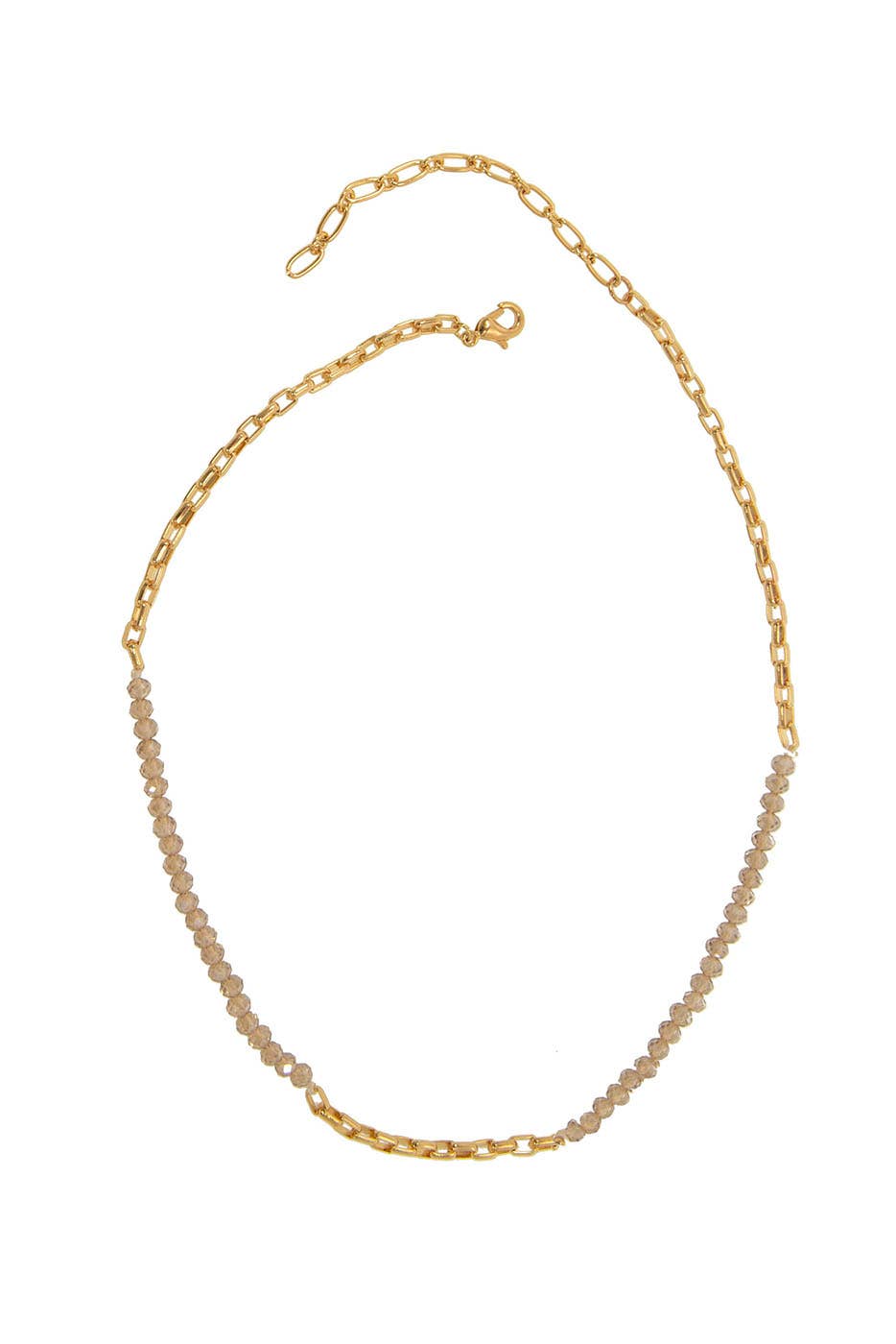 Gold Chain & Bead Necklace: Grey