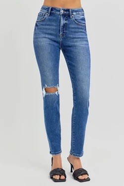 Dark Skinny Distressed Jean