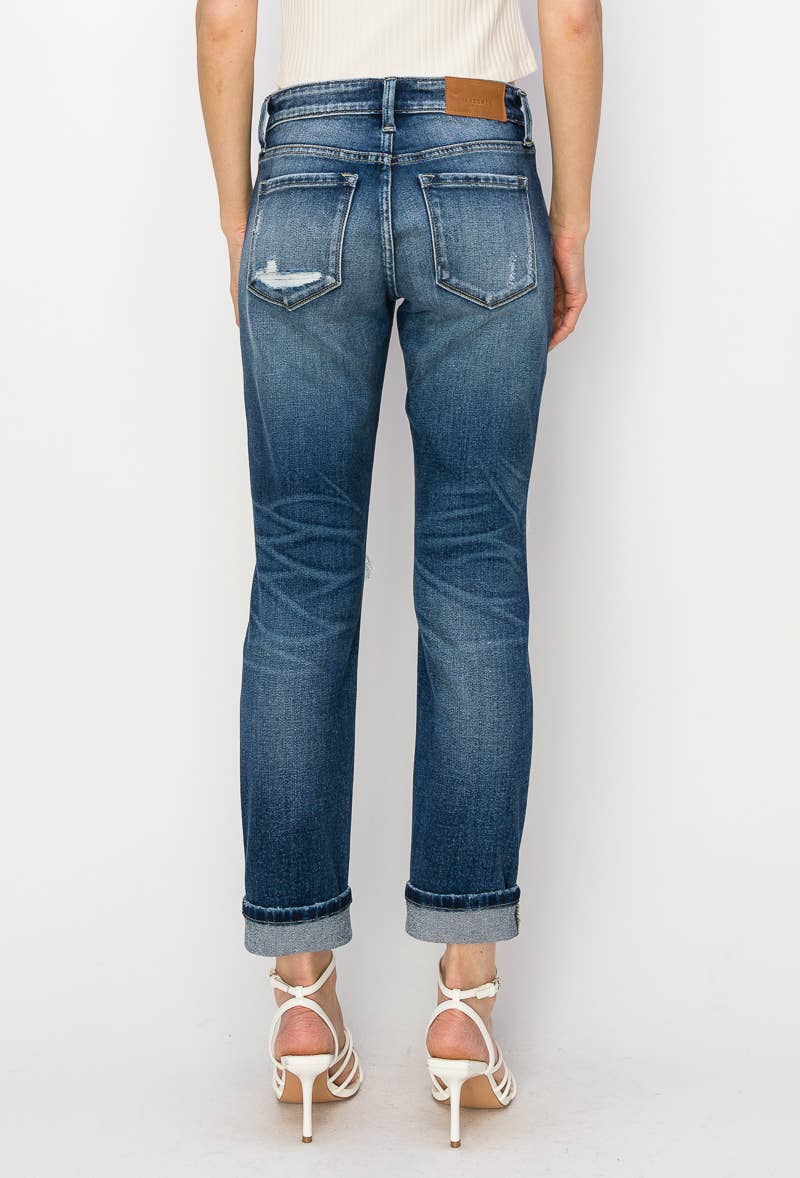 MID RISE BOYFRIEND JEANS: DARK, 11