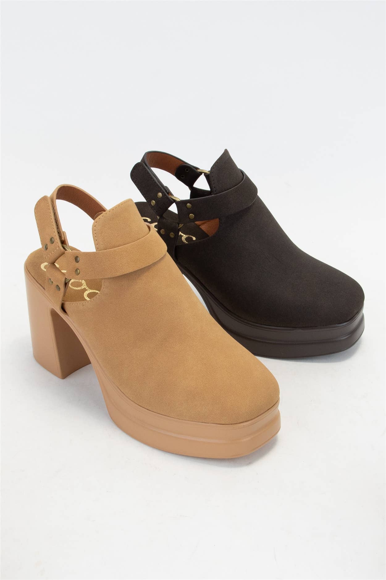 PALAZZO Slingback Cutout Platform Bootie Chunky Block Heel: TOFFEE