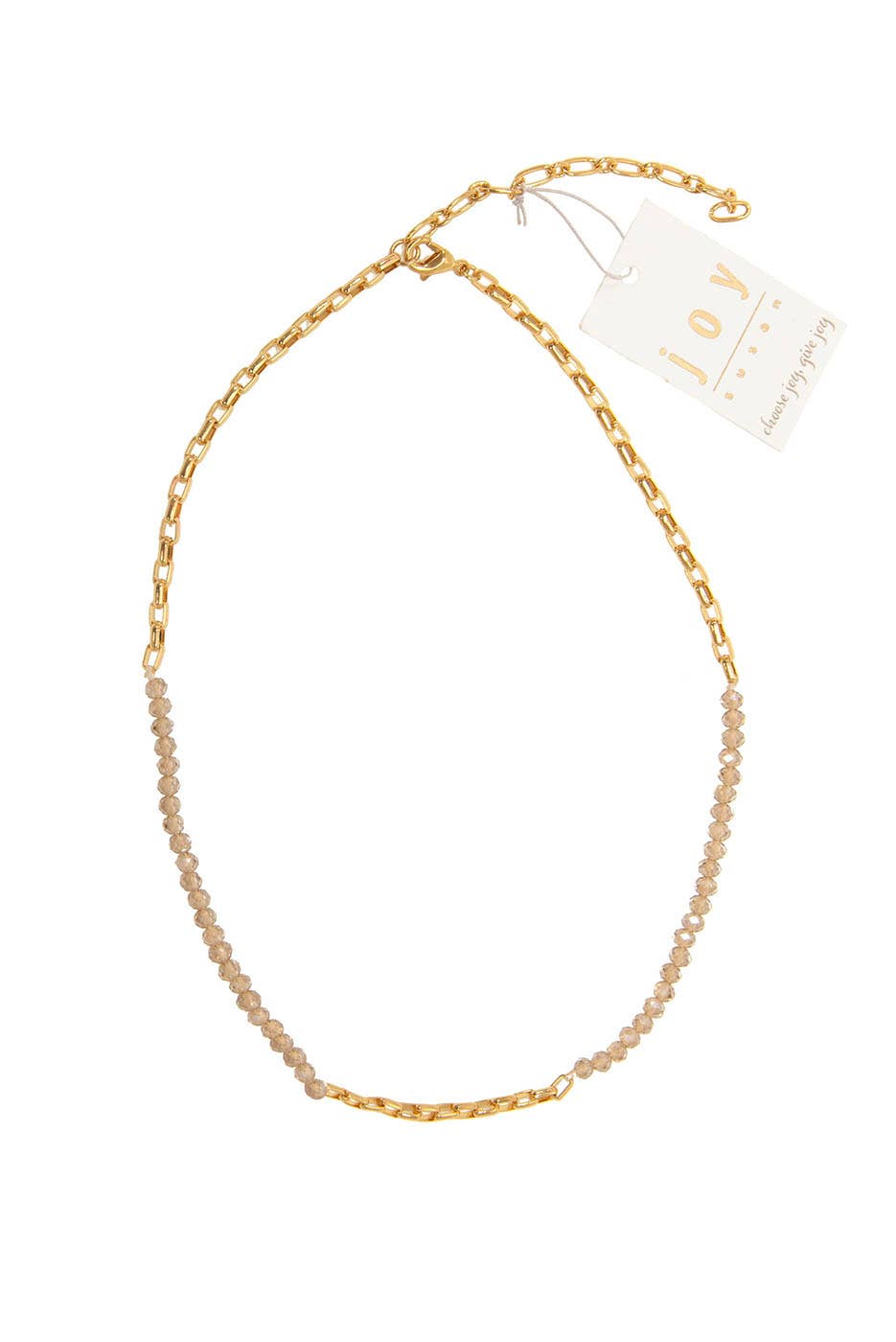 Gold Chain & Bead Necklace: Grey