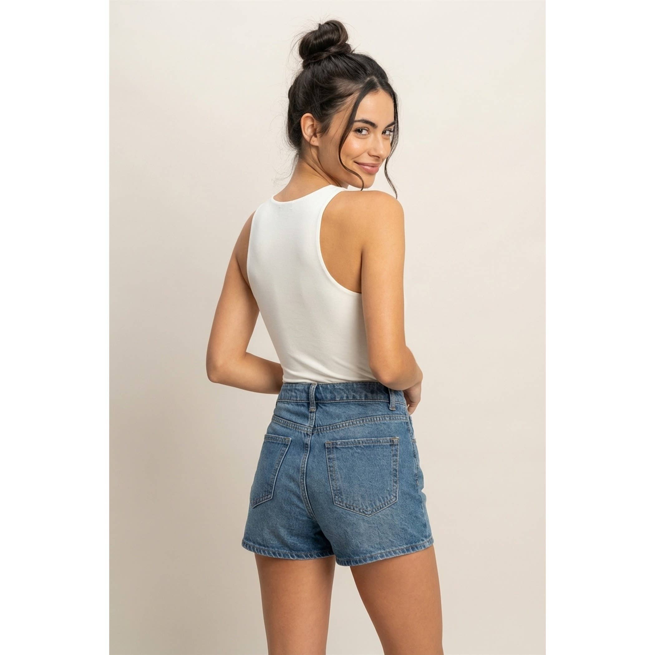 Sleeveless Tank Top Bodysuit: BLACK
