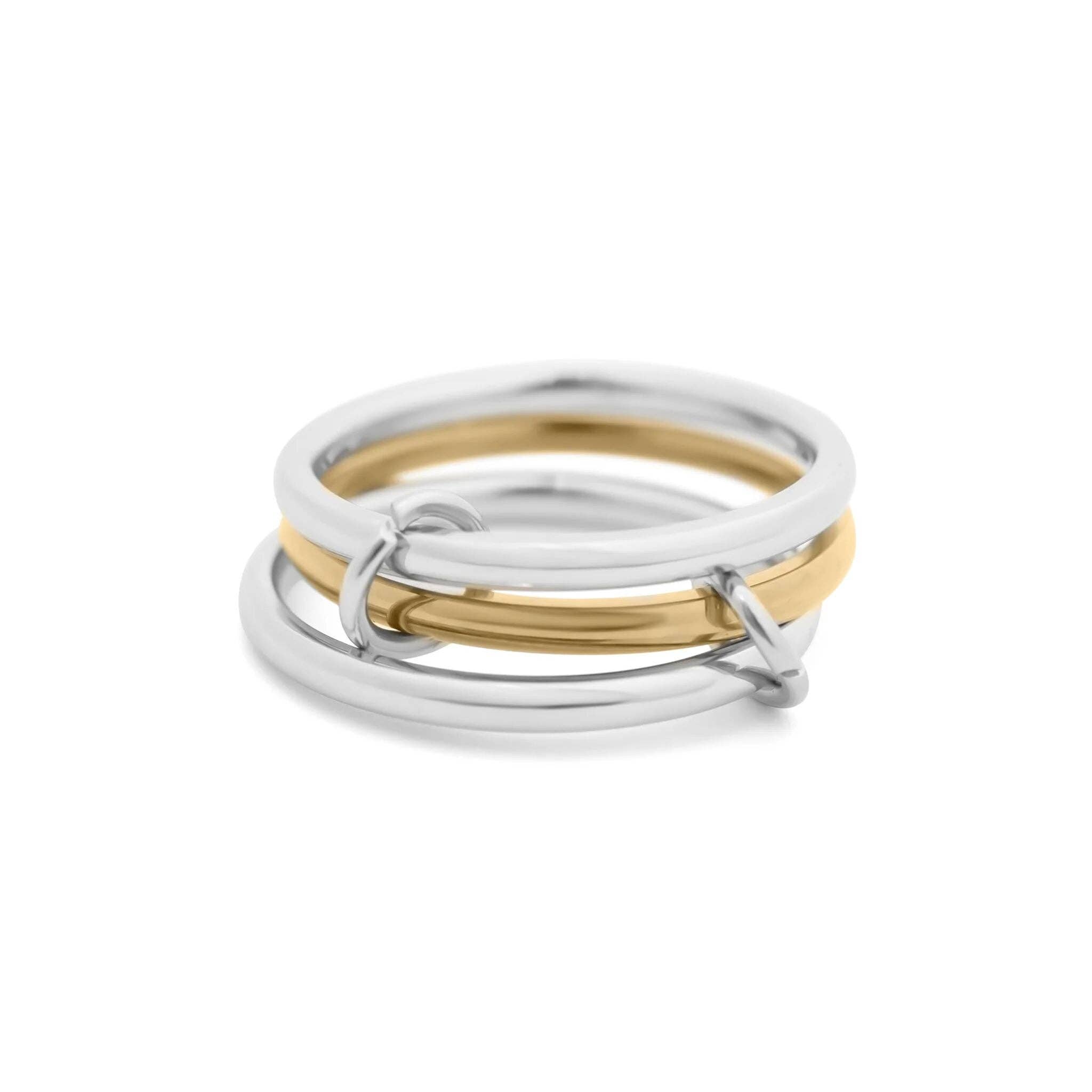 18K Gold Stainless Steel Mixed Metal Triple Intertwined Ring: Mixed Metal, 6
