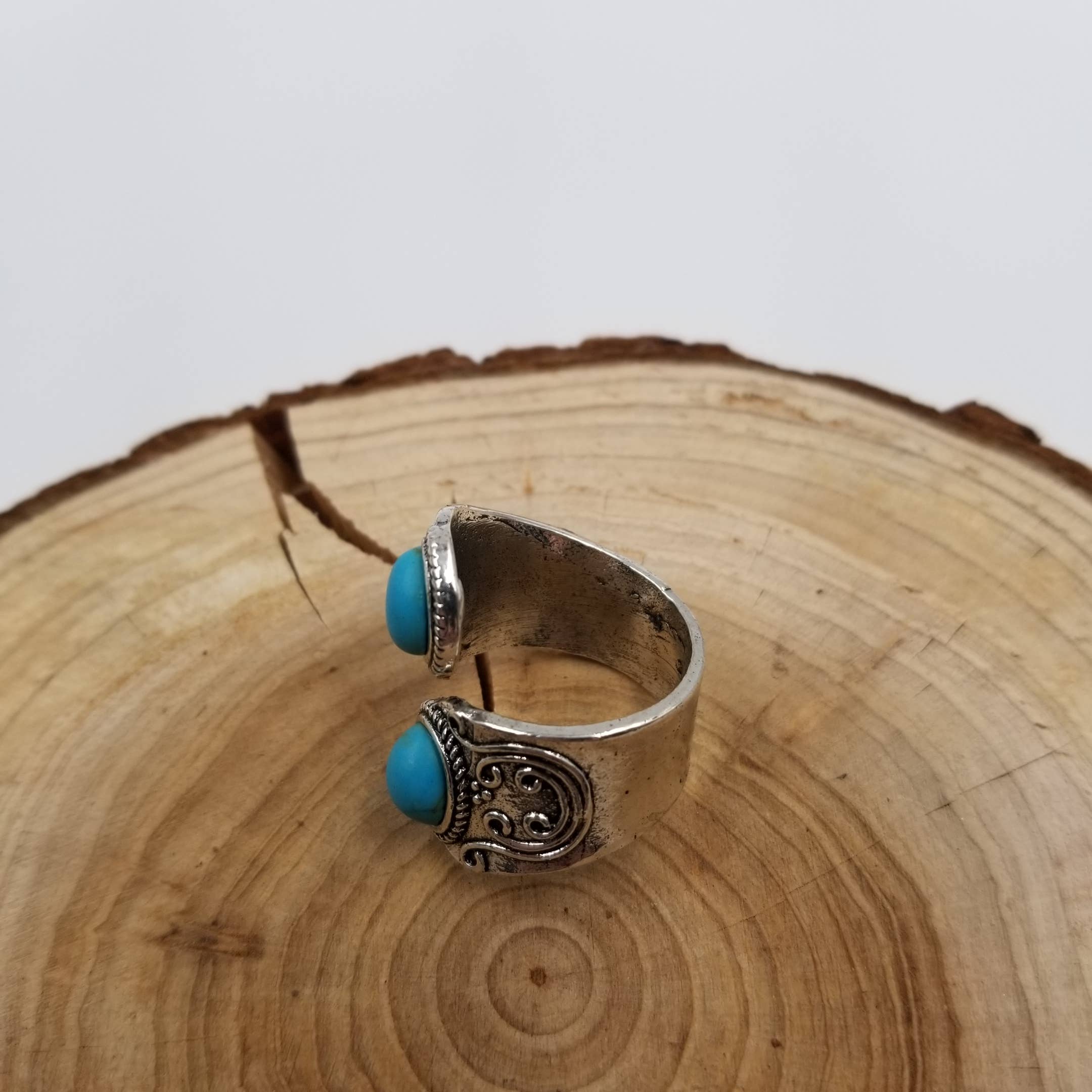 Vintage Silver Turquoise Adjustable Ring