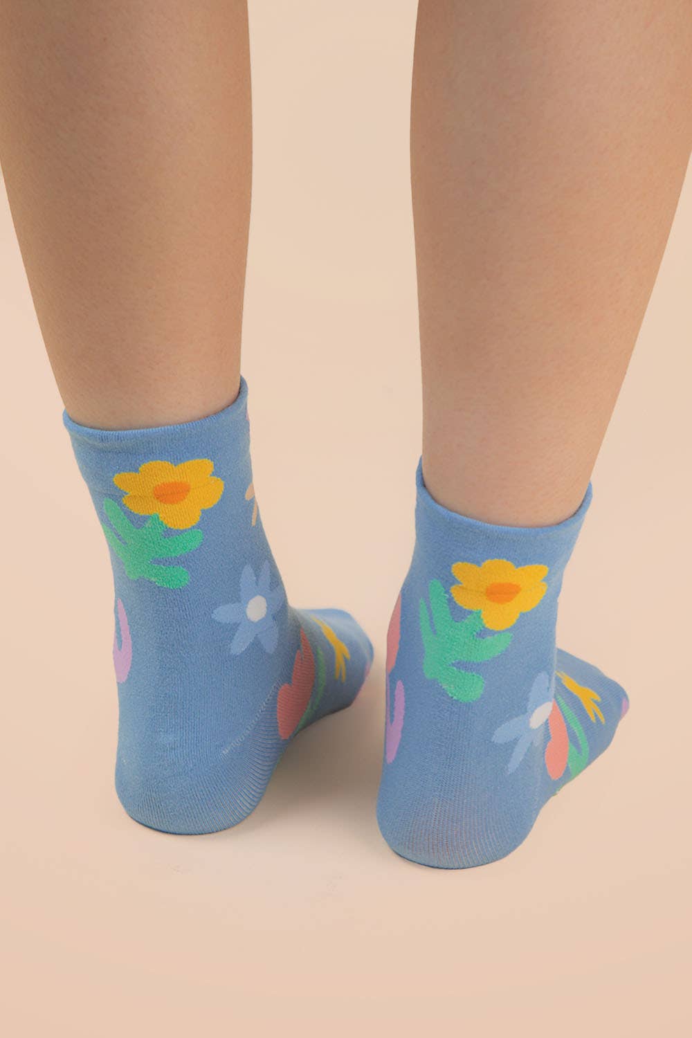 Floral print causal socks: Yellow