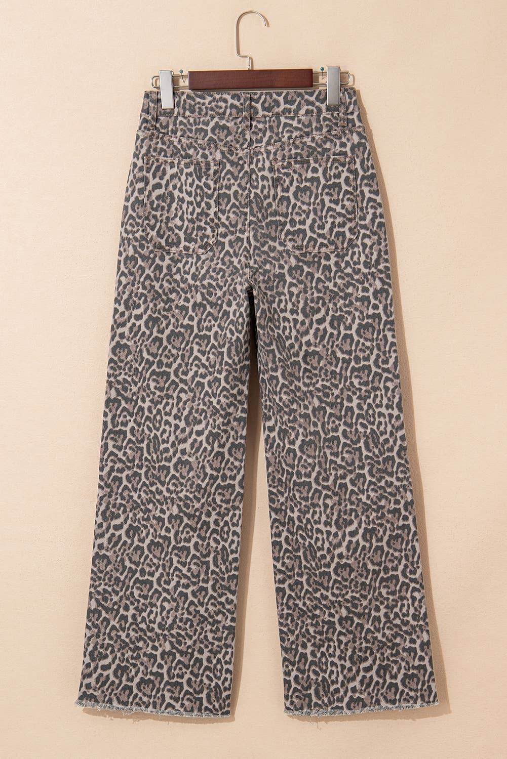 Leopard Wide Leg High Waist Jeans: Brown, 16