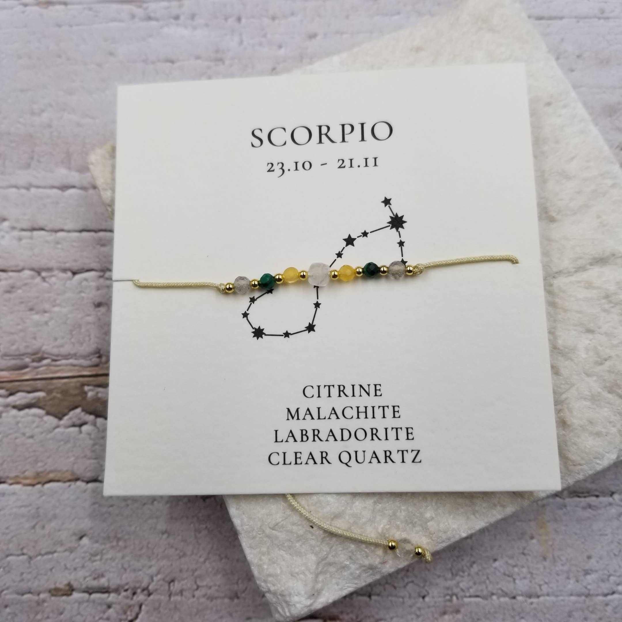 Constellation Natural Stone Bead Friendship Bracelet: SCORPIO