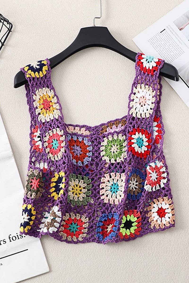 Knit Crop Top: Purple, L