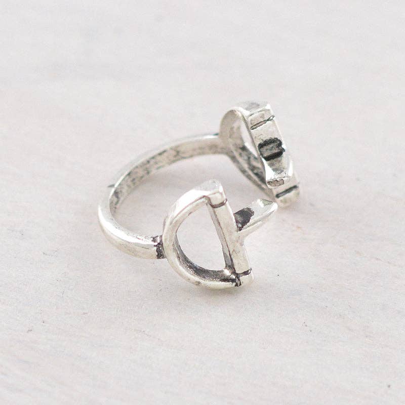 Western Bit Cuff Ring: Silver