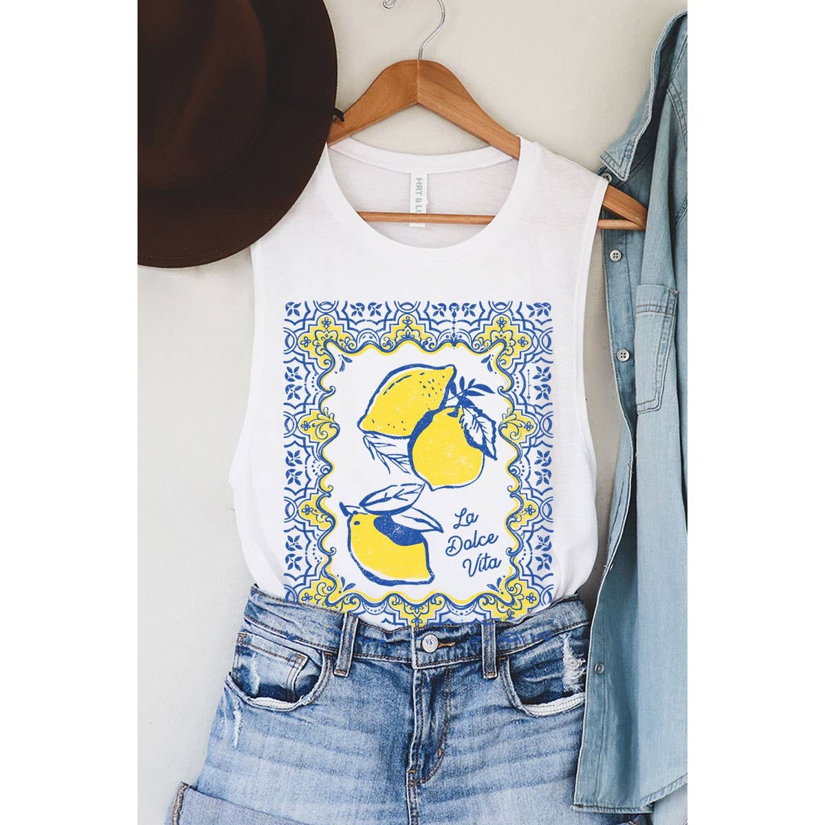 LA DOLCE VITA GRAPHIC TANK TOP: White