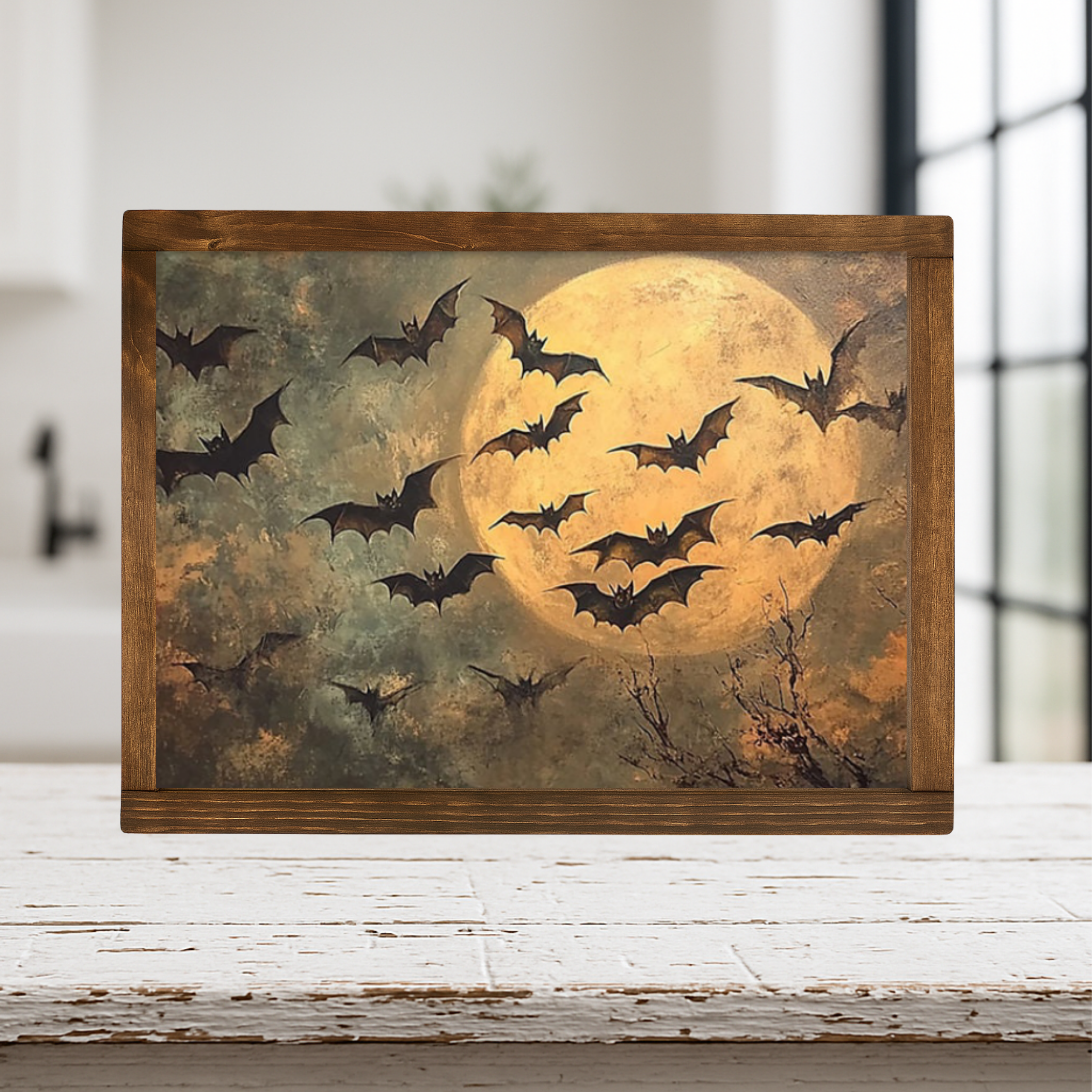 Moonlit Flying Bats Framed Print