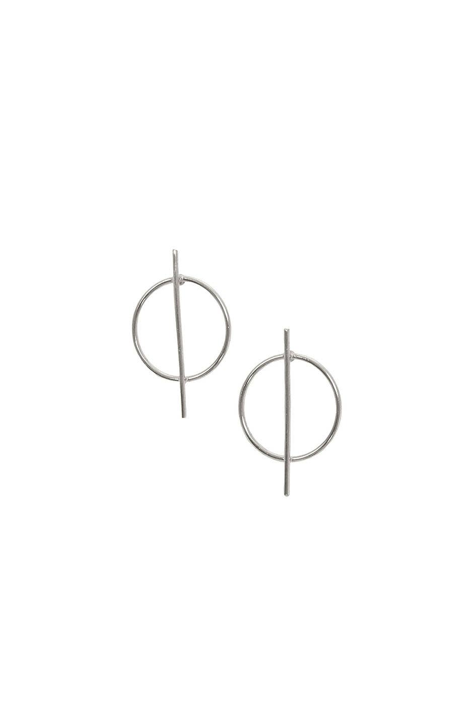 Circle+Bar Stud Earrings: Silver
