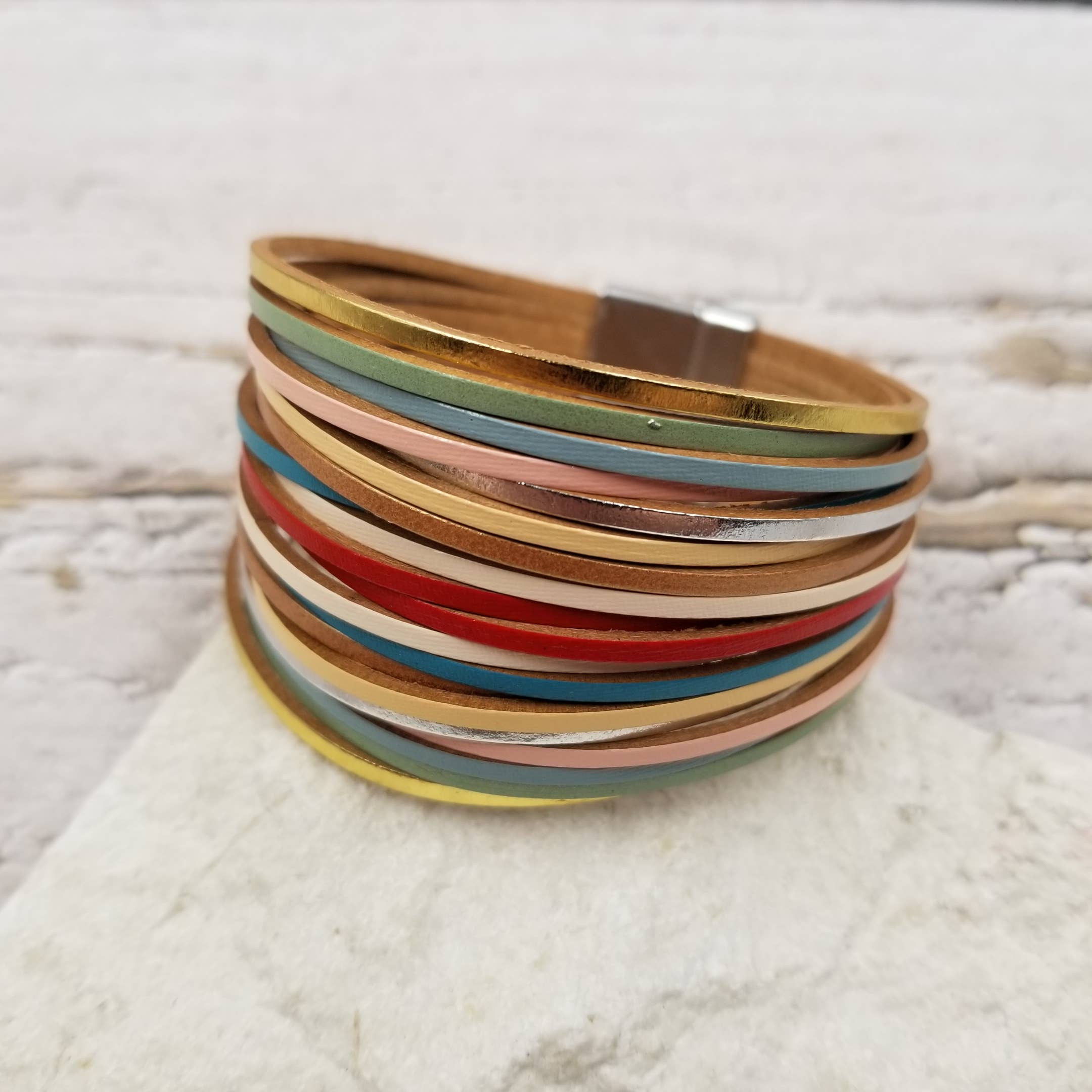 Boho Colorful Leather Magnetic Buckle Bracelet