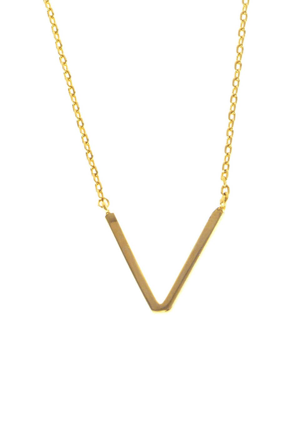 Chevron Pendant Necklace: Gold