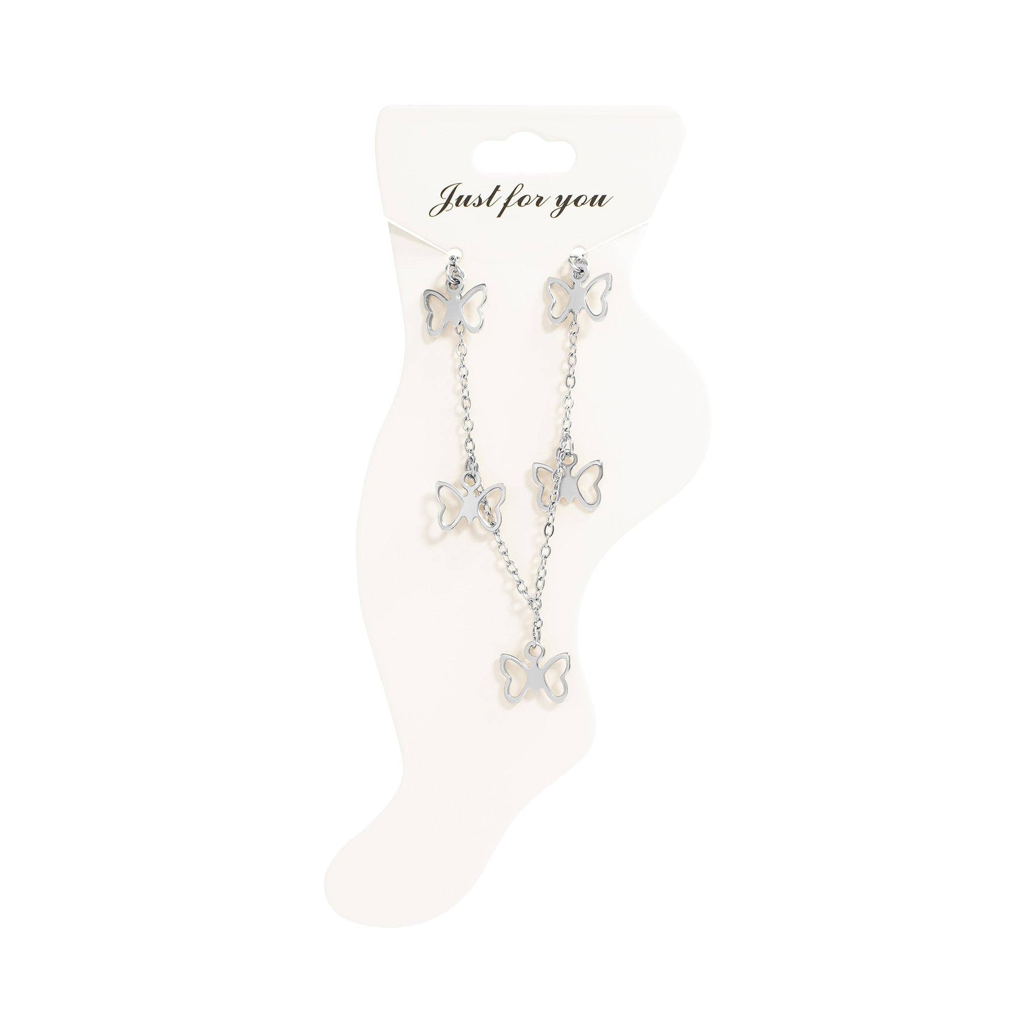 Butterfly Charm Anklet: Stainless