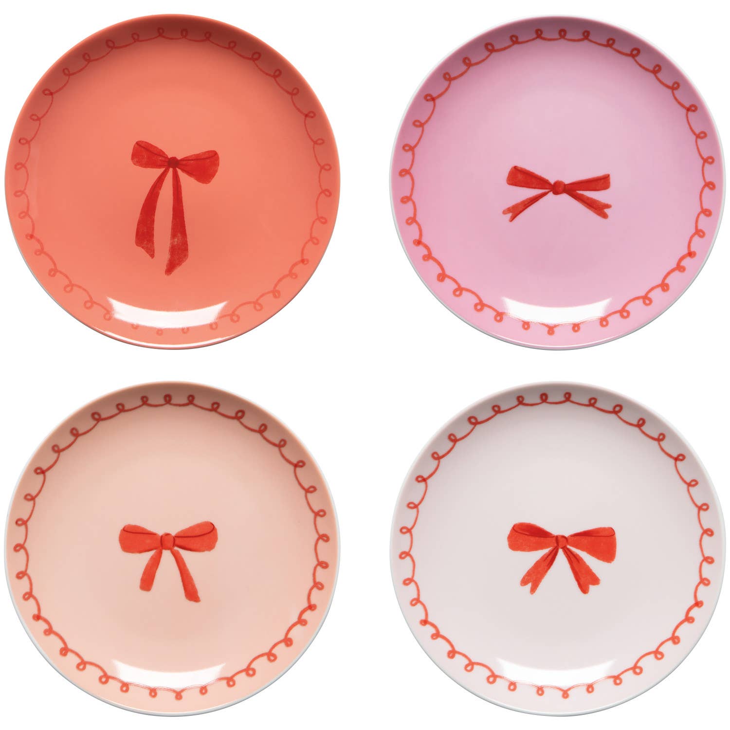 Bowtique Appetizer Plates Set of 4: Multi-Colored